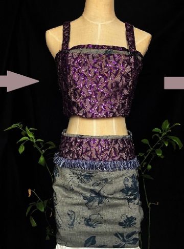 Mauving On Blossoming Jacaranda foldable skirt and brassiere - 0009