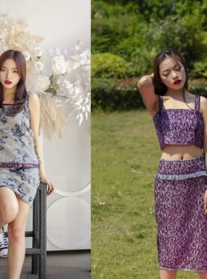 Mauving On Blossoming Jacaranda foldable skirt and brassiere - 0000