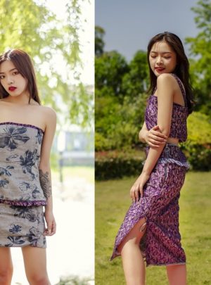 Mauving On Blossoming Jacaranda foldable skirt and brassiere - 000