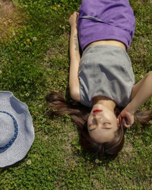 Mauving On Burgeoning Lavender reversible skirt and bustier ensemble 0