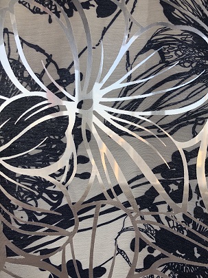 Transparency fabric blue flower