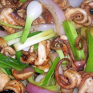Kwoa Photo Serie - Food Texture - Stir-fried octopus and spring onion - Homemade