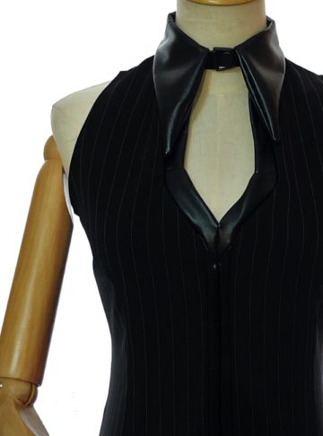 Accountable collection - Necktie-d office dress with invisible tie and leather collar - Effy By Design fashion 02