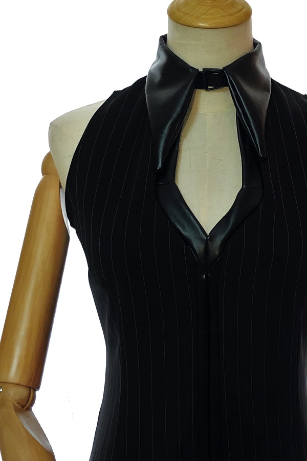 Accountable collection - Necktie-d office dress with invisible tie and leather collar - Effy By Design fashion 02