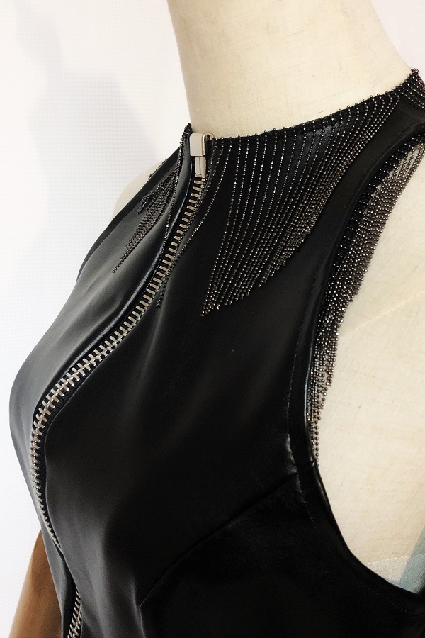 The Zip Bodysuit black corseted bodysuit in faux leather & all