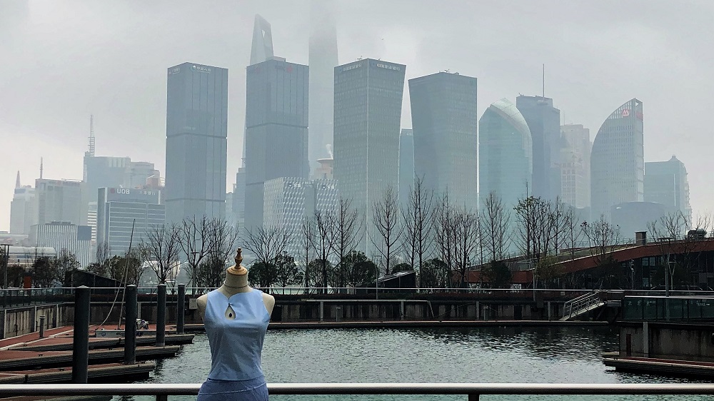 Eau-Shui-Water - Stable Ripple - Drops Asymmetric skirt & Sleeveless top with inter-changeable rhinestone - 01