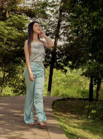Clouds - Silk pants with removable strands of rain - Eau-水-Water - Effy By Design - 100