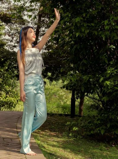 Clouds - Silk pants with removable strands of rain - Eau-水-Water - Effy By Design - 101