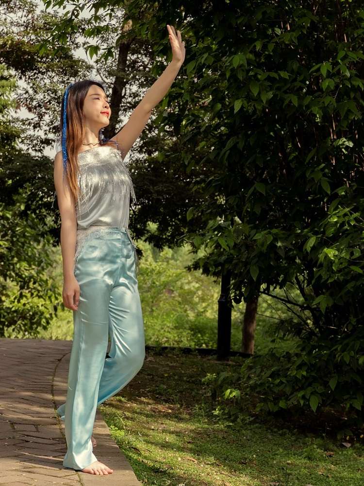 Clouds - Silk pants with removable strands of rain - Eau-水-Water - Effy By Design - 101