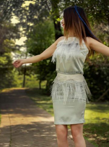 Clouds - Silk skirt with removable strands of rain - Eau-水-Water - Effy By Design - 109