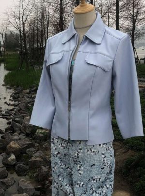 Ponds Deep Naive blue women leather jacket - Eau-水-Water - Effy By Design - 0