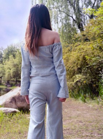 Swamps - Linen pants with side flexible slits and frog buttons - Eau-水-Water - Effy By Design - 102