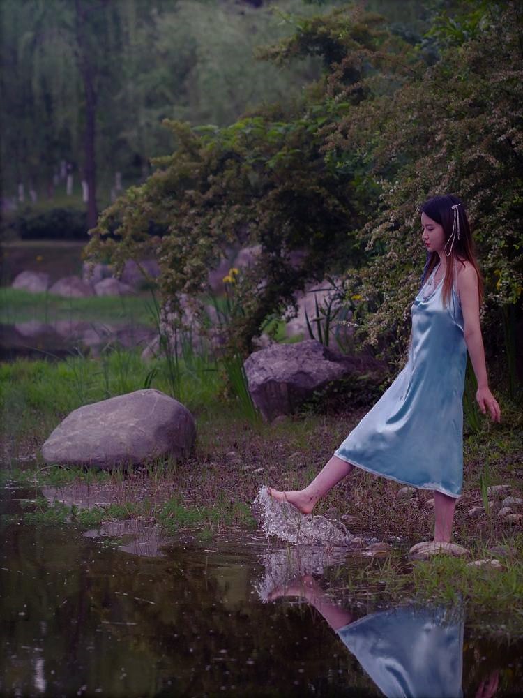 Waterfall Mini Slip Dress Offwhite