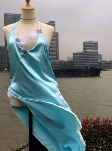 Waterfalls silk gown club dress - Eau-水-Water - Effy By Design - 011