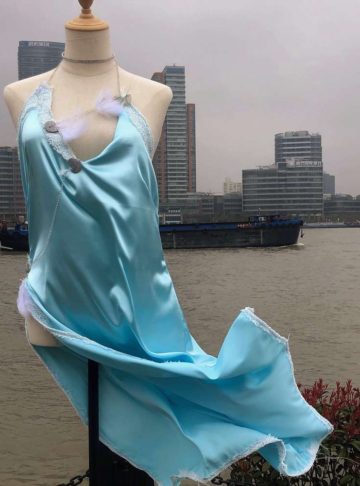 Waterfalls silk gown club dress - Eau-水-Water - Effy By Design - 012