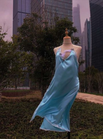 Waterfalls silk gown club dress - Eau-水-Water - Effy By Design - 014