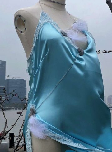 Waterfalls silk gown club dress - Eau-水-Water - Effy By Design - 015