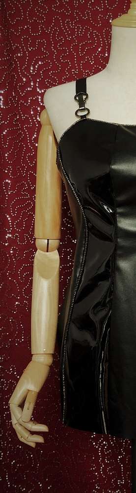 Grandiose - Black pu leather corset dress & rhinestones - stunning waist & dazzling art deco curves - ~{2030}~ - Effy By Design - 41