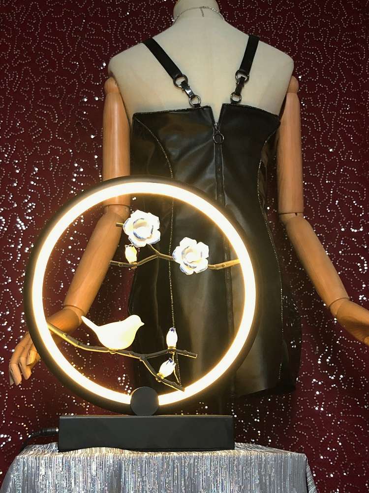 Grandiose - Black pu leather corset dress & rhinestones - stunning waist & dazzling art deco curves - ~{2030}~ - Effy By Design - 36
