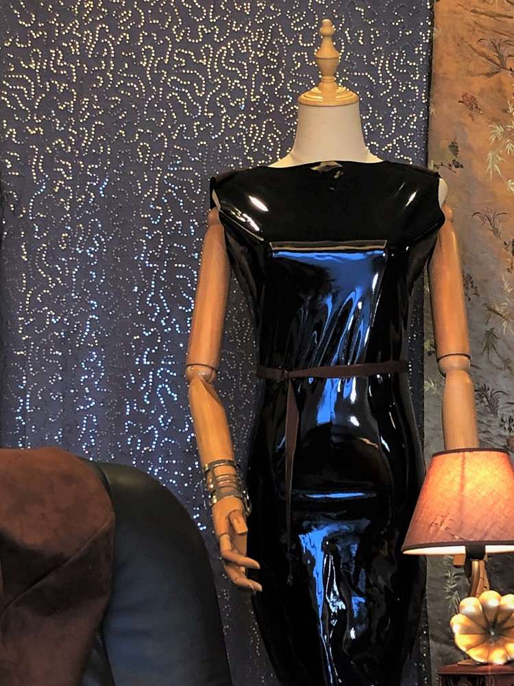 Plethora -~{2030}~- Effy By Design - 03 Reversible Bodycon Mini Dress - Black PVC Side - Front