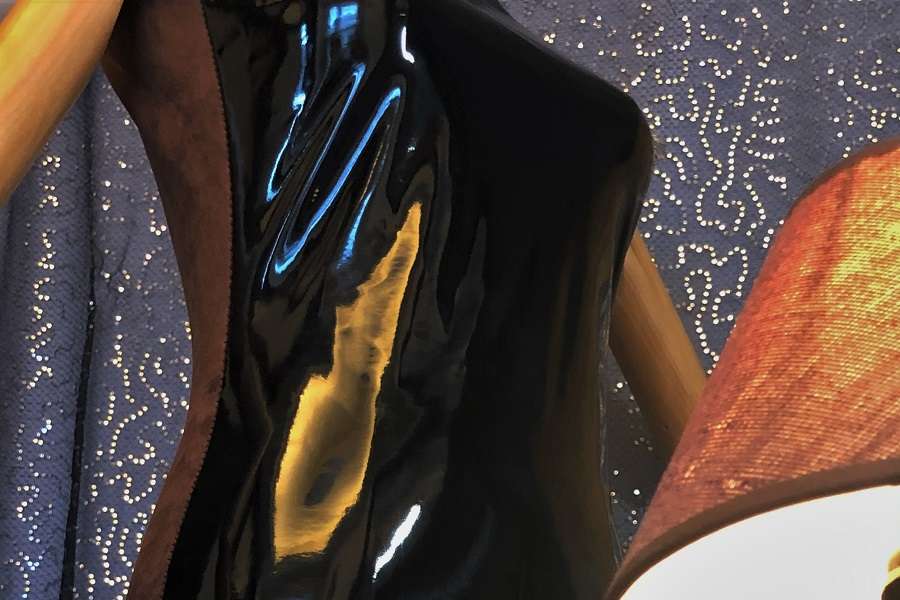 Plethora -~{2030}~- Effy By Design - 05 Reversible Bodycon Mini Dress - Black PVC Side - 32