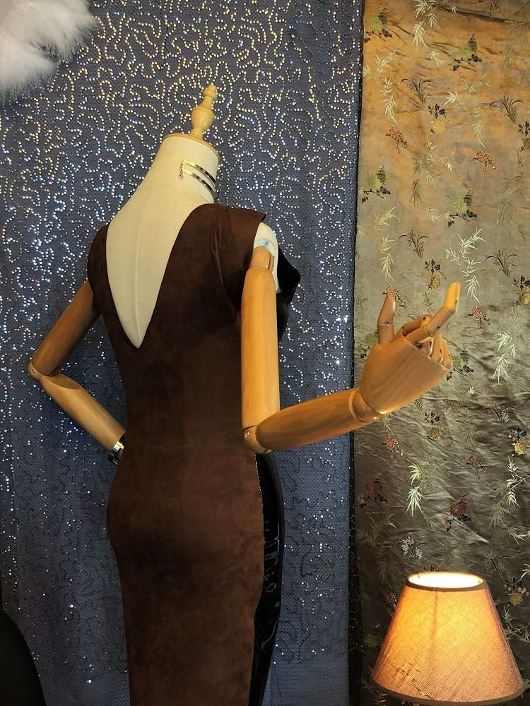 Plethora -~{2030}~- Effy By Design - 07 Reversible Bodycon Dress - Brown Microfiber - Plunging Back